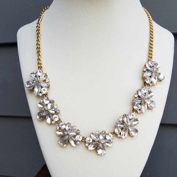 NWOT J Crew Rhinestone Crystal Statement Necklace - Picture 1 of 9